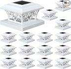 16-Pack White Deck Post Cap Lights, Solar LED