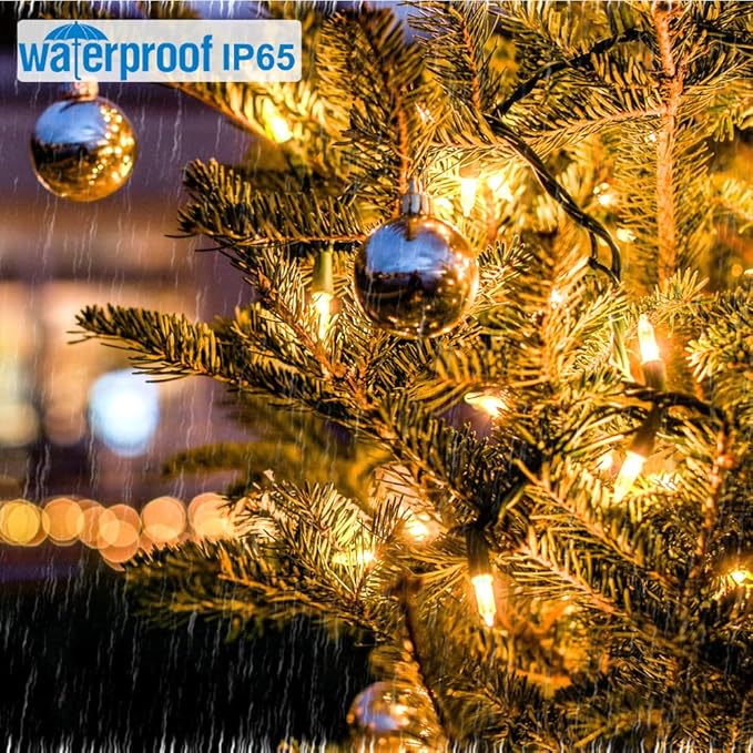 33ft 100 LED Warm White to Multicolor Battery Operated Christmas Tree Lights 8 Modes String Lights Indoor Outdoor for Christmas Tree Halloween Holiday Party Bedroom Classroom Decoration