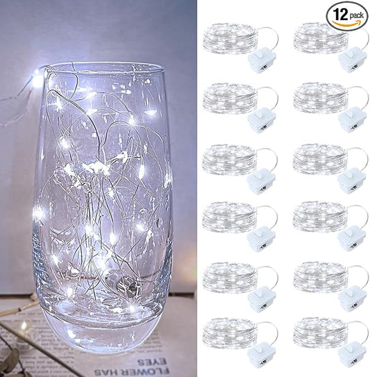 12-Pack 7ft Christmas LED String Lights, Waterproof Timer Lights