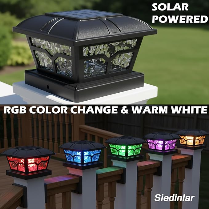 Warm White Solar Fence Post Caps 6-Pack, Patio LED