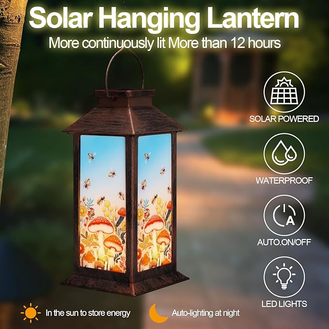 Solar Bee Lanterns, Garden Hanging LED Decor