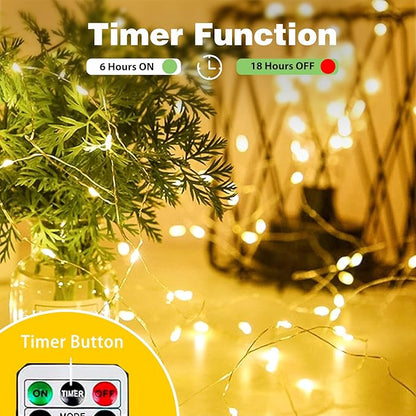 200 LED Christmas Twinkle Lights, 66ft Waterproof for Backyard