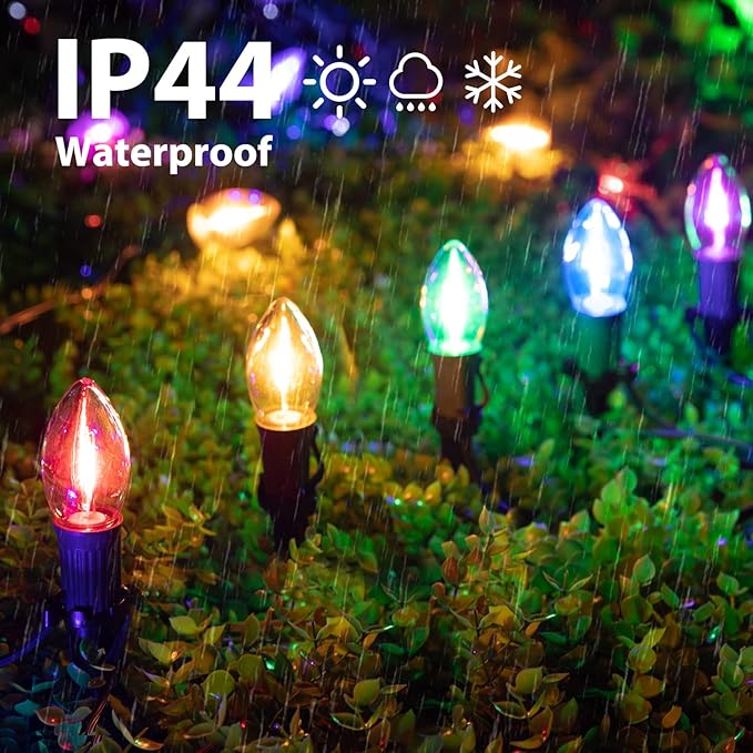Brightown C9 Christmas String Lights Outdoor - 25.7 Feet 20 LED Christmas Pathway Lights with 20 Stakes Connectable Waterproof for Driveways Xmas Holiday Patio Decoration, Multicolored