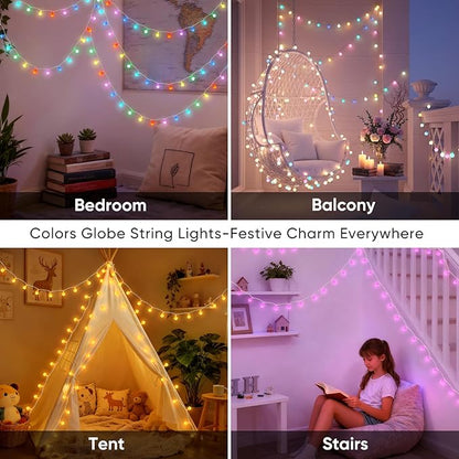 OMIKA 20FT Battery Powered String Lights, 40 LED 24 Color Changing Battery Operated Christmas Light, USB Powered Camping Lights String for Indoor Outdoor Hanging Light for Bedroom Xmas Party Decor
