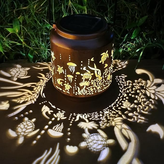 Turtle Solar Lanterns Outdoor Waterproof Hanging，Solar Lights Turtle Gifts for Women Men Metal Decorative Lanterns for Patio,Lawn, Tabletop, Landscape, Pathway,Garden Decor