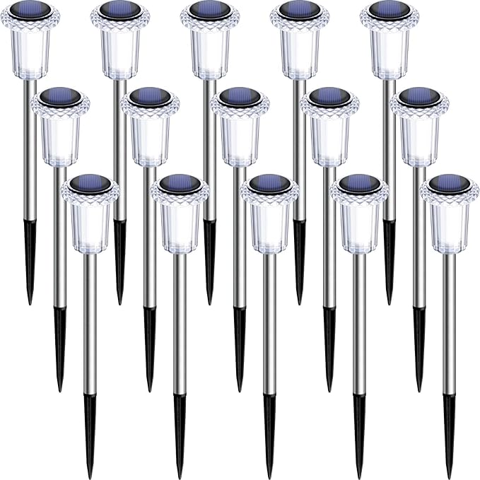 15-Pack Solar Pathway Lights, Waterproof LED Garden Lights