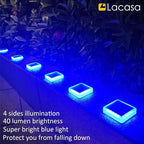 4-Pack Blue Solar Yard Lights, Outdoor LED