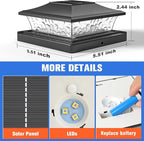 4-Pack RGB Patio Post Cap Lights, Solar LED