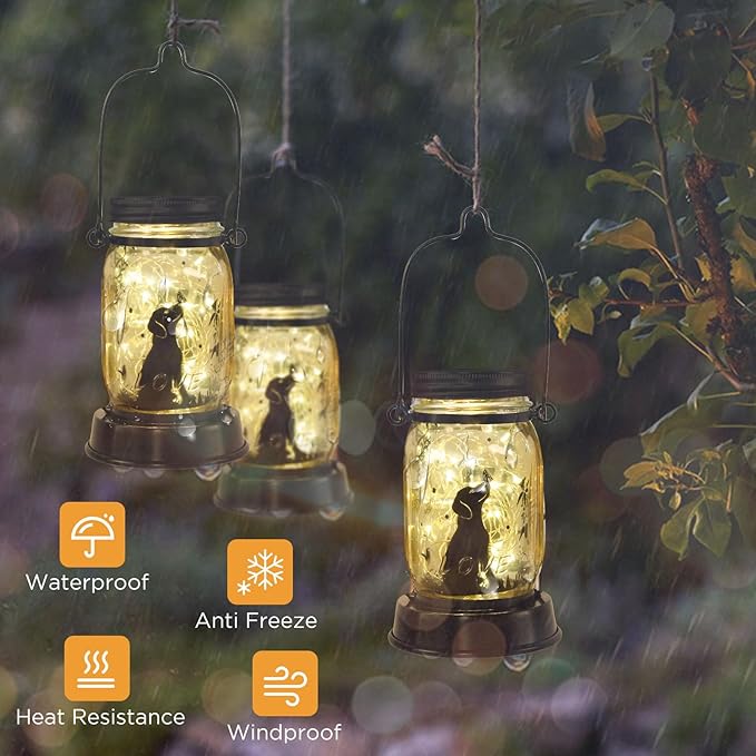 ShangTianFeng Dog Solar Lanterns Mother Day Gift Outdoor Garden Hanging Solar Lights Dog Lover Gifts for Women, Memorial Gifts Fairy Lights for Patio Yard Lawn Outside Decor Lamp