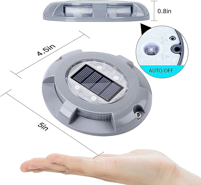 SIEDiNLAR Solar Deck Lights Driveway Dock Light LED Solar Powered Outdoor Waterproof Road Markers for Garden Step Sidewalk Stair Ground Pathway Yard 4 Pack (Blue)