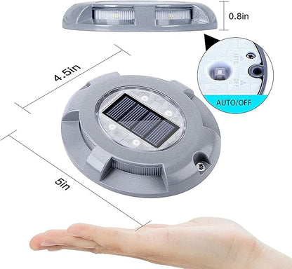 SIEDiNLAR Solar Deck Lights Driveway Dock Light LED Solar Powered Outdoor Waterproof Road Markers for Garden Step Sidewalk Stair Ground Pathway Yard 4 Pack (Blue)