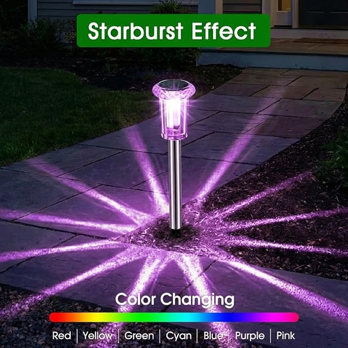 10-Pack Solar Pathway Lights, Waterproof LED Driveway Lights