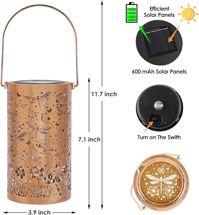 Dragonfly Solar Hanging Lanterns, Charming Patio Decor