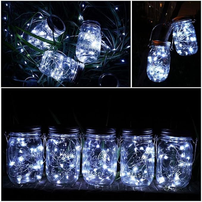12-Pack Outdoor String Lights, Cool White Waterproof LED