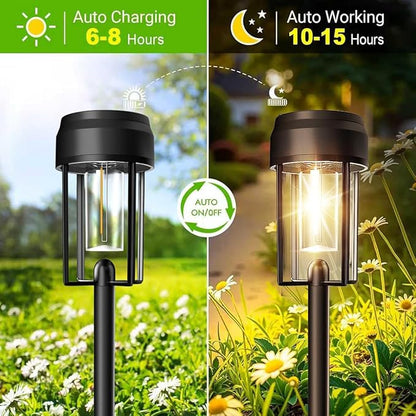 Solar Pathway Lights Outdoor, 8 Pack Bright Solar Path Lights IP65 Waterproof, Auto On/Off Outdoor Lighting 3200k for Yard Walkway Driveway Landscape Garden Decor