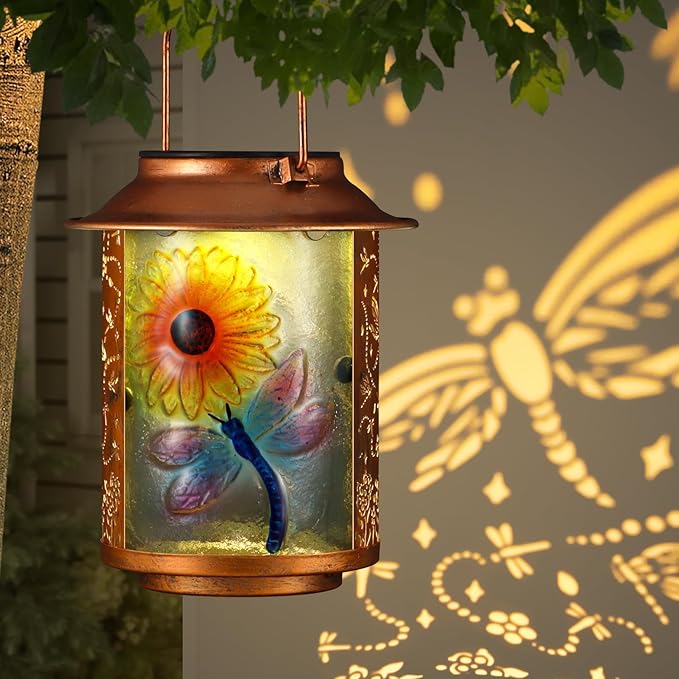 Charming Dragonfly Solar Lanterns for Patio, Waterproof LED
