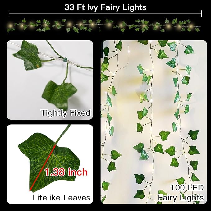 33ft Warm White String Lights for Yard, Waterproof LED