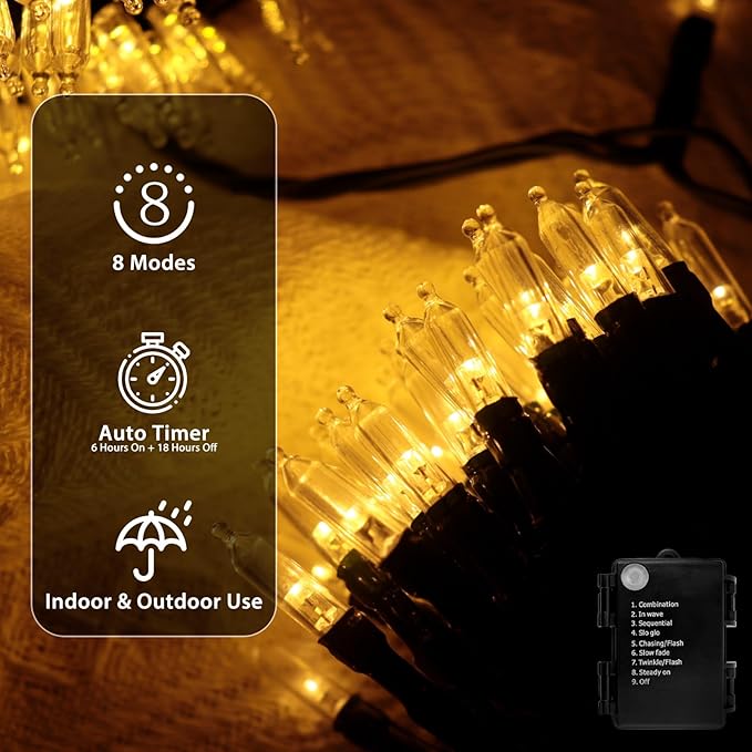 Christmas Fairy Lights, 33ft 100 LED Battery Twinkle Lights