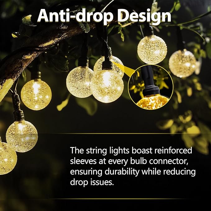 SeaShine Rechargeable Battery Operated String Lights - 16ft 30LEDs Crystal Globe String Lights, IP65 Waterproof Battery Fairy Lights with Remote Timer for Bedroom Outdoor Camping Christmas Warm White