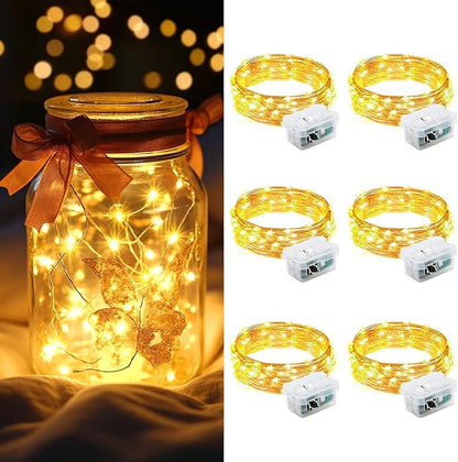 Christmas Porch String Lights 6-Pack, 7ft 20 LED Waterproof