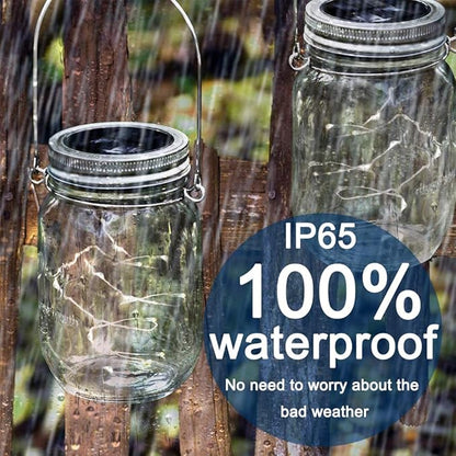 Solar Mason Jar Lights, 8 Pack 15 LED Waterproof Fairy Firefly Jar Lids String Lights with Hangers(NO Jars), Patio Yard Garden Wedding Easter Decoration - Cool White
