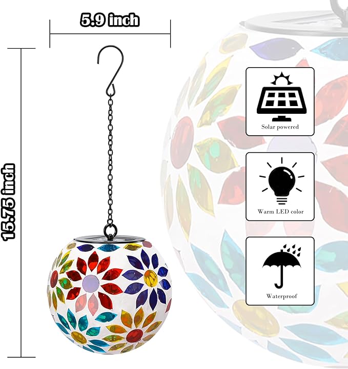 Flower Solar Lanterns, Waterproof LED Patio Lights