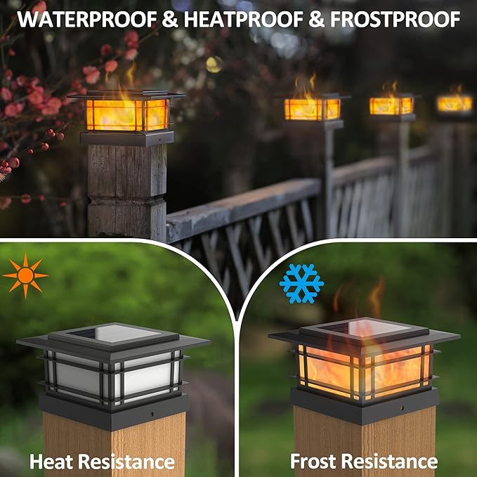 2-Pack Solar Post Cap Lights, Waterproof