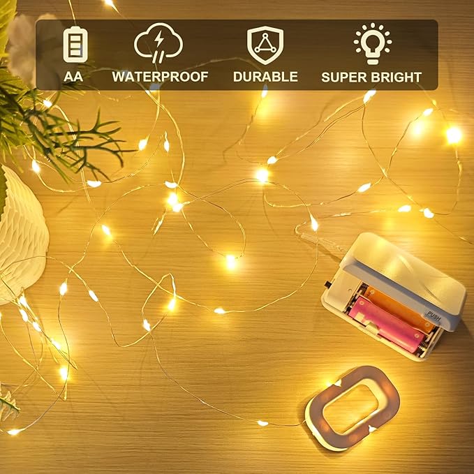 Christmas String Lights, 16ft 50 LED Waterproof Twinkle Lights