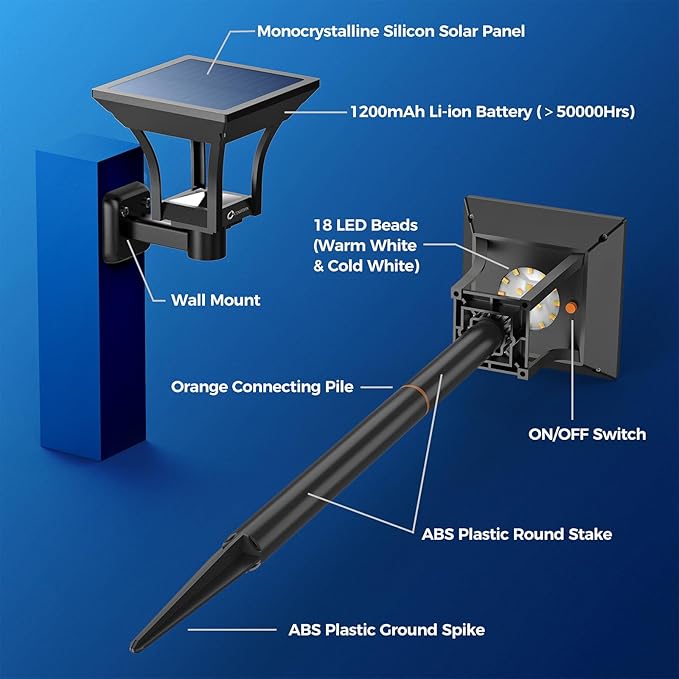 4-Pack IP65 Solar Landscape Lights for Walkway