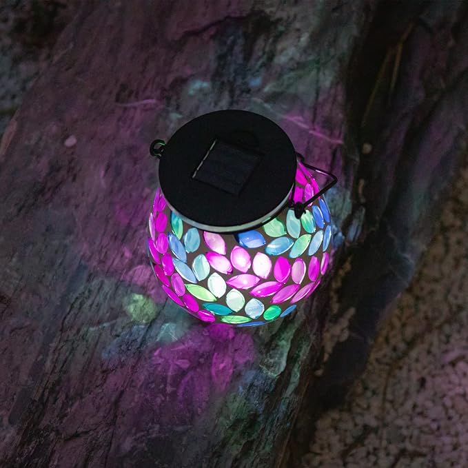 Mosaic Solar Lantern Set, Charming Porch Lighting