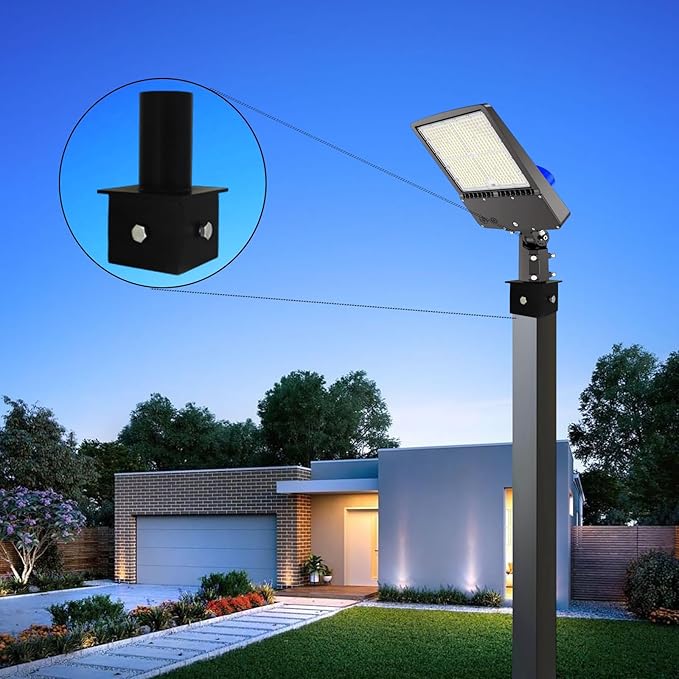 Tenon Adaptor for 3 Inch Square Pole, Metal 3.5" Square Slip Fitter Adapter with 2 3/8 Round Adaptor for Parking Lot Light, Outdoor Mount Bracket, Street Lights