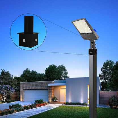 Tenon Adaptor for 3 Inch Square Pole, Metal 3.5" Square Slip Fitter Adapter with 2 3/8 Round Adaptor for Parking Lot Light, Outdoor Mount Bracket, Street Lights