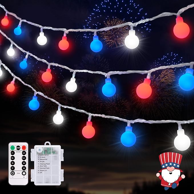 White Porch String Lights, 33ft Weatherproof LED