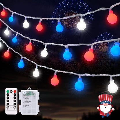 White Porch String Lights, 33ft Weatherproof LED