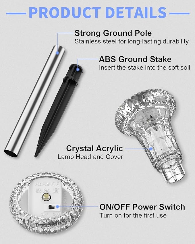 Cool White Solar Pathway Lights 12-Pack, Garden LED