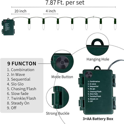 Christmas Patio String Lights 4-Pack, 20 LED Waterproof