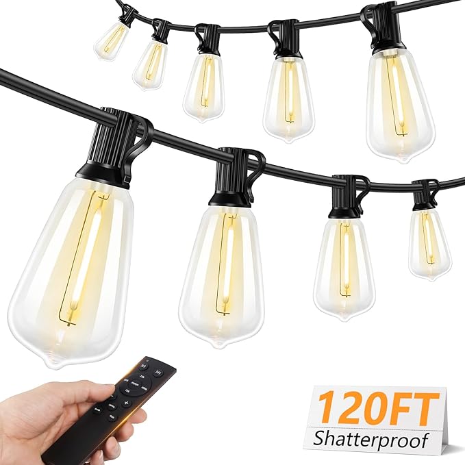 Porch String Lights, 120ft Weatherproof LED
