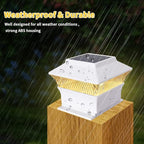 8-Pack Warm White Fence Post Cap Lights, Solar LED