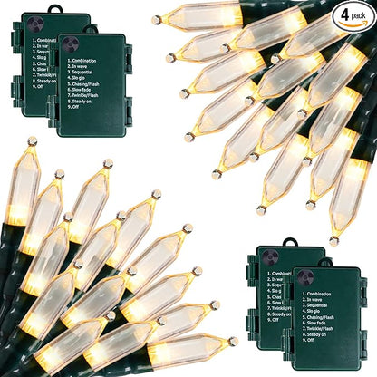 Christmas Fairy Lights 4-Pack, 50 LED Battery Twinkle Lights