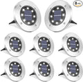 8-Pack White Flat Solar Landscape Lights, Waterproof LED