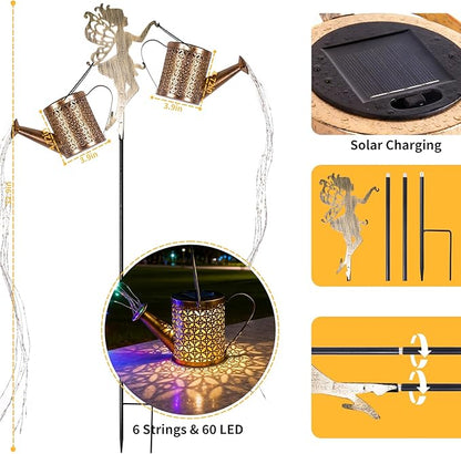 Solar Watering Can Light - Solar Yard Decorations Outdoor,Garden Decor Lights for Yard,IP65 Waterproof Hanging Lantern Lights,Outside Garden Flower Bed Decor Light for Moms Birthday 2PCS