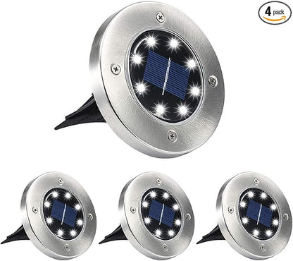 Aogist Solar Ground Lights, LED Garden Disk Lights In-Ground Outdoor Landscape Lighting for Lawn Patio Pathway Yard Deck Walkway (White,4 Packs)