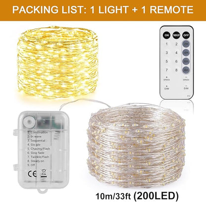 Warm White Backyard String Lights, 33ft Weatherproof LED