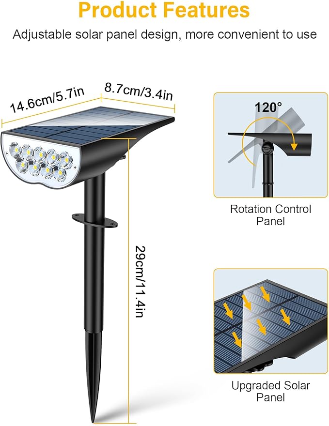 4-Pack Solar Spotlights, Waterproof Wall LED