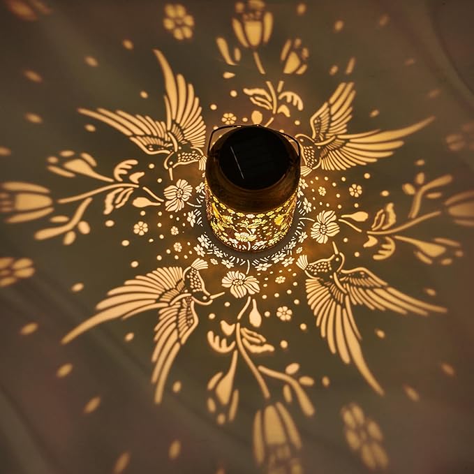 Hummingbird Lantern Solar Outdoor, Chrismas Gifts, Solar Light Outdoor Waterproof LED Decorative Garden for Lawn, Landscape, Patio, Porch Hanging Lantern for Women, Ladies, Mom, Grandma