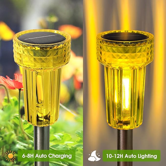 Solar Garden Path Lights 8-Pack, Waterproof