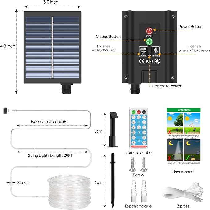 ICRGB Solar Pool Lights for Above Ground, 66FT 200LED 1800mAh Solar Rope Lights Outdoor, IP67 Waterproof Blue String Light with Remote, 8 Modes & Timing, Pool Garden Patio Fence Walkway Christmas
