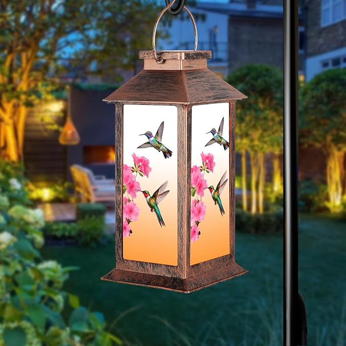 Solar Hummingbird Lanterns, Porch Hanging LED Decor