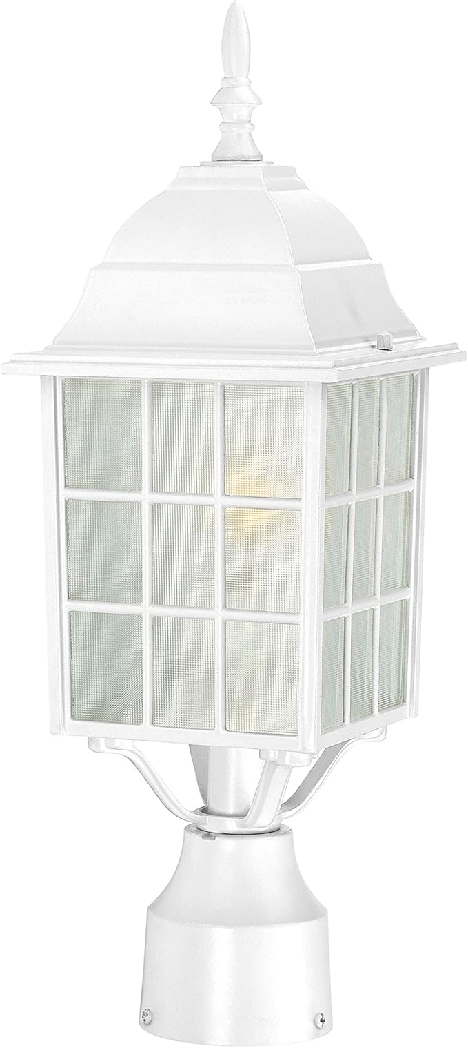 Nuvo Lighting 60/4907 Adams One Light Post Lantern 100 Watt A19 Max. Frosted Glass White Outdoor Fixture