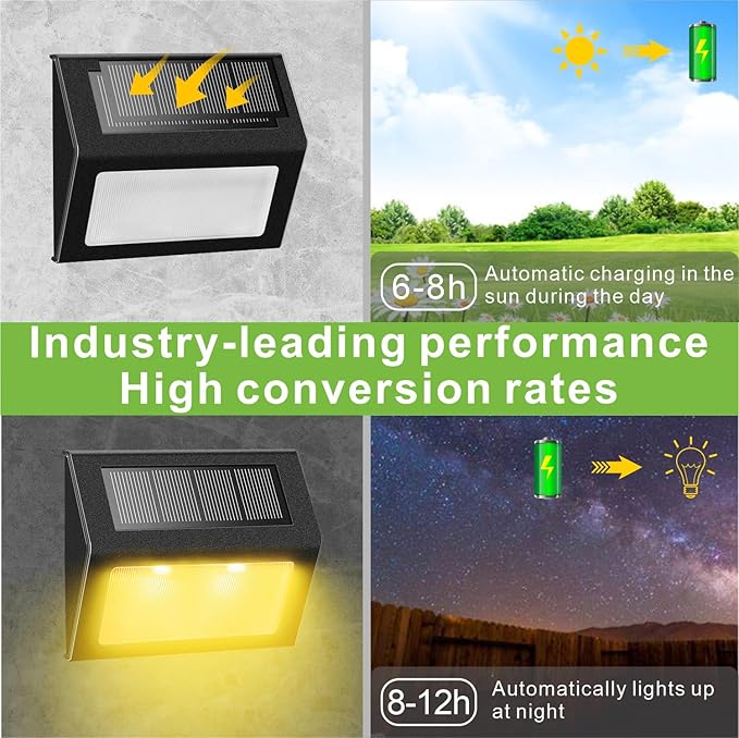 Solar Step Lights 6-Pack, Waterproof Deck